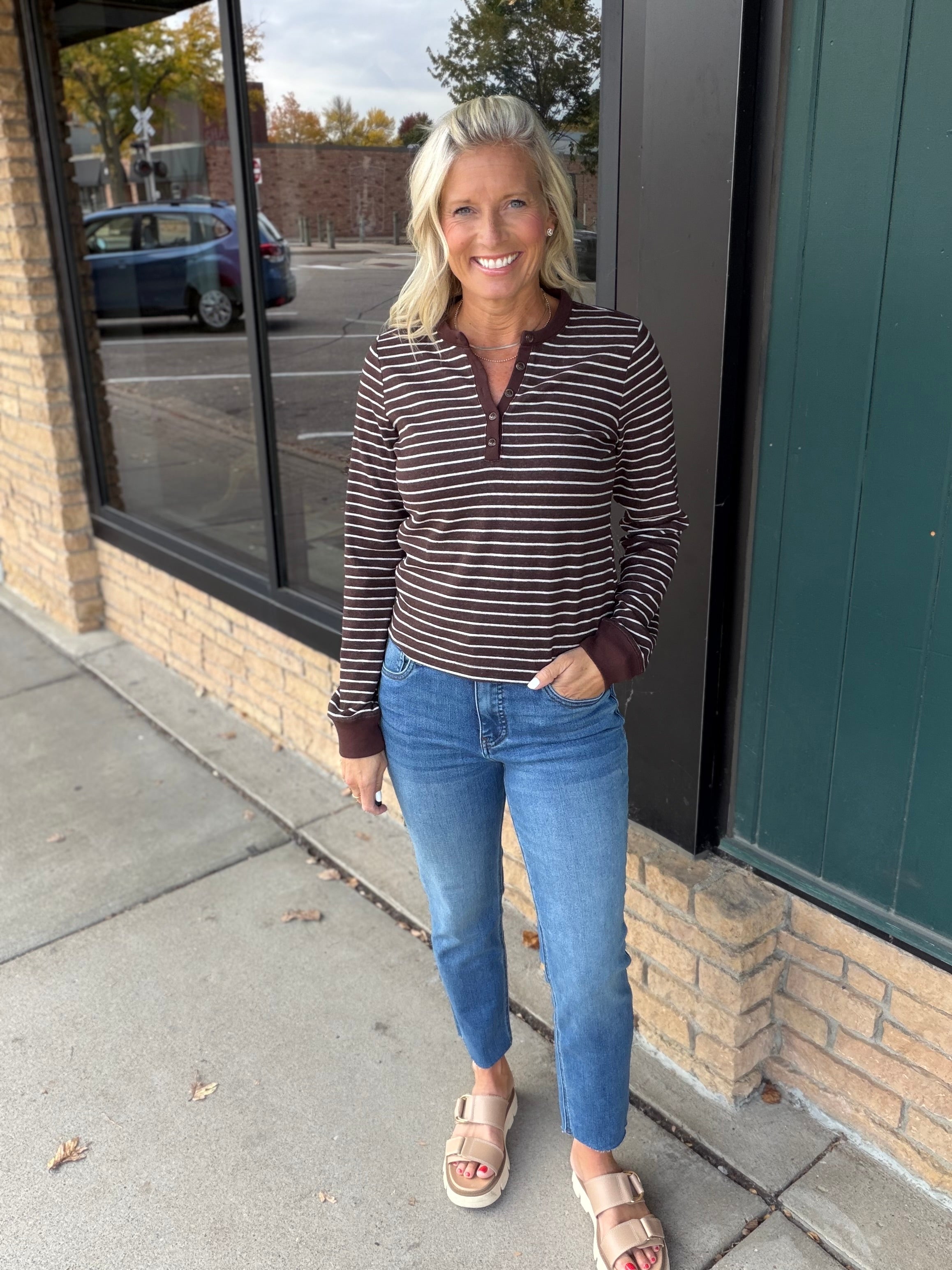 Brown Ivory Stripe Aeris Top Top - Tee THREAD & SUPPLY