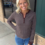 Brown Ivory Stripe Aeris Top Top - Tee THREAD & SUPPLY
