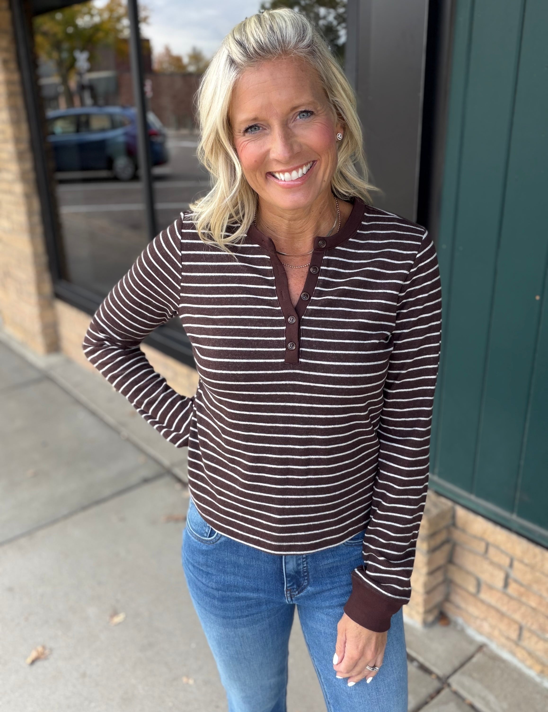 Brown Ivory Stripe Aeris Top Top - Tee THREAD & SUPPLY
