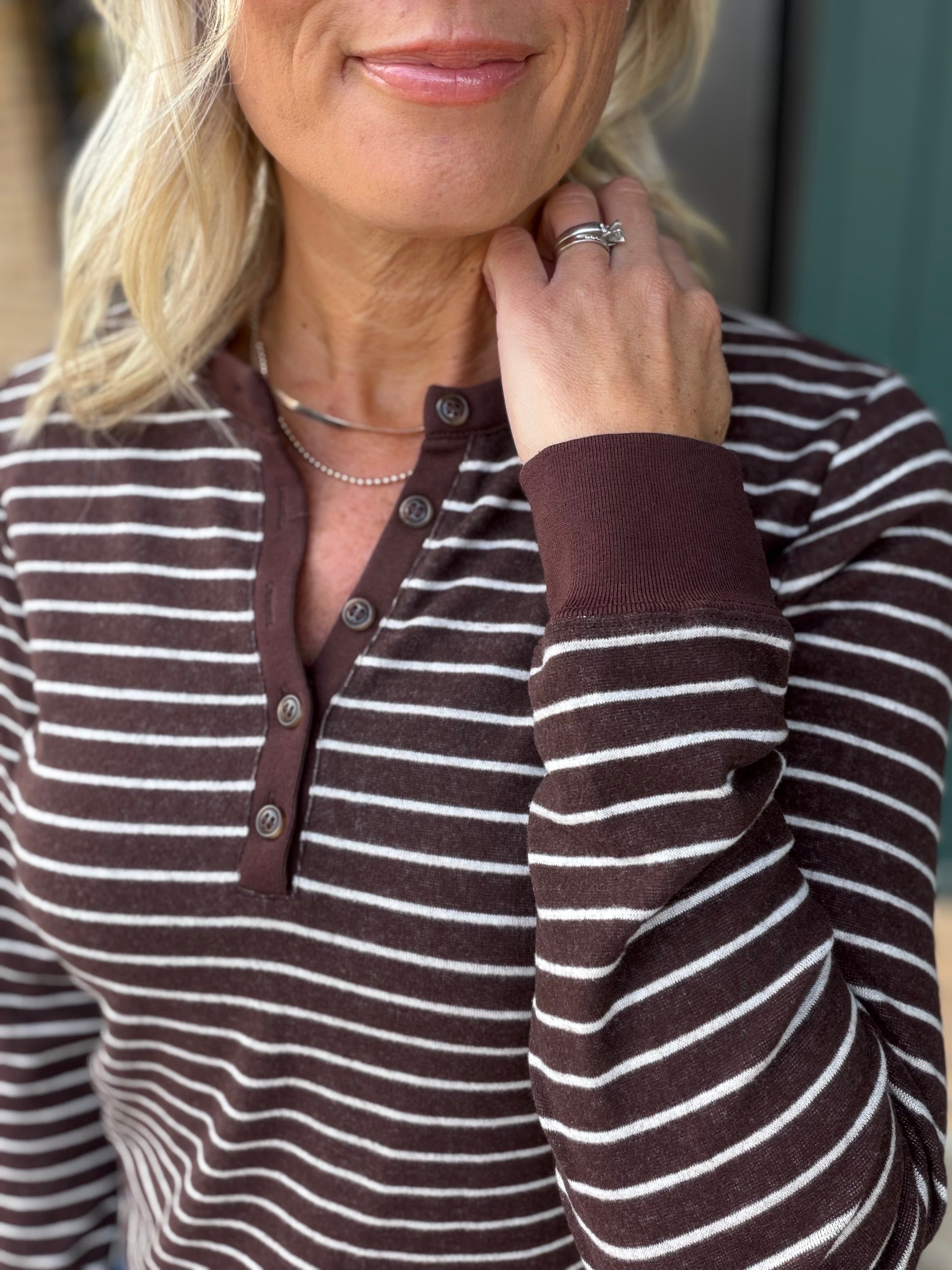 Brown Ivory Stripe Aeris Top Top - Tee THREAD & SUPPLY