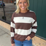 Brown Multi Stripe Stride Top Top- Sweatshirt THREAD & SUPPLY