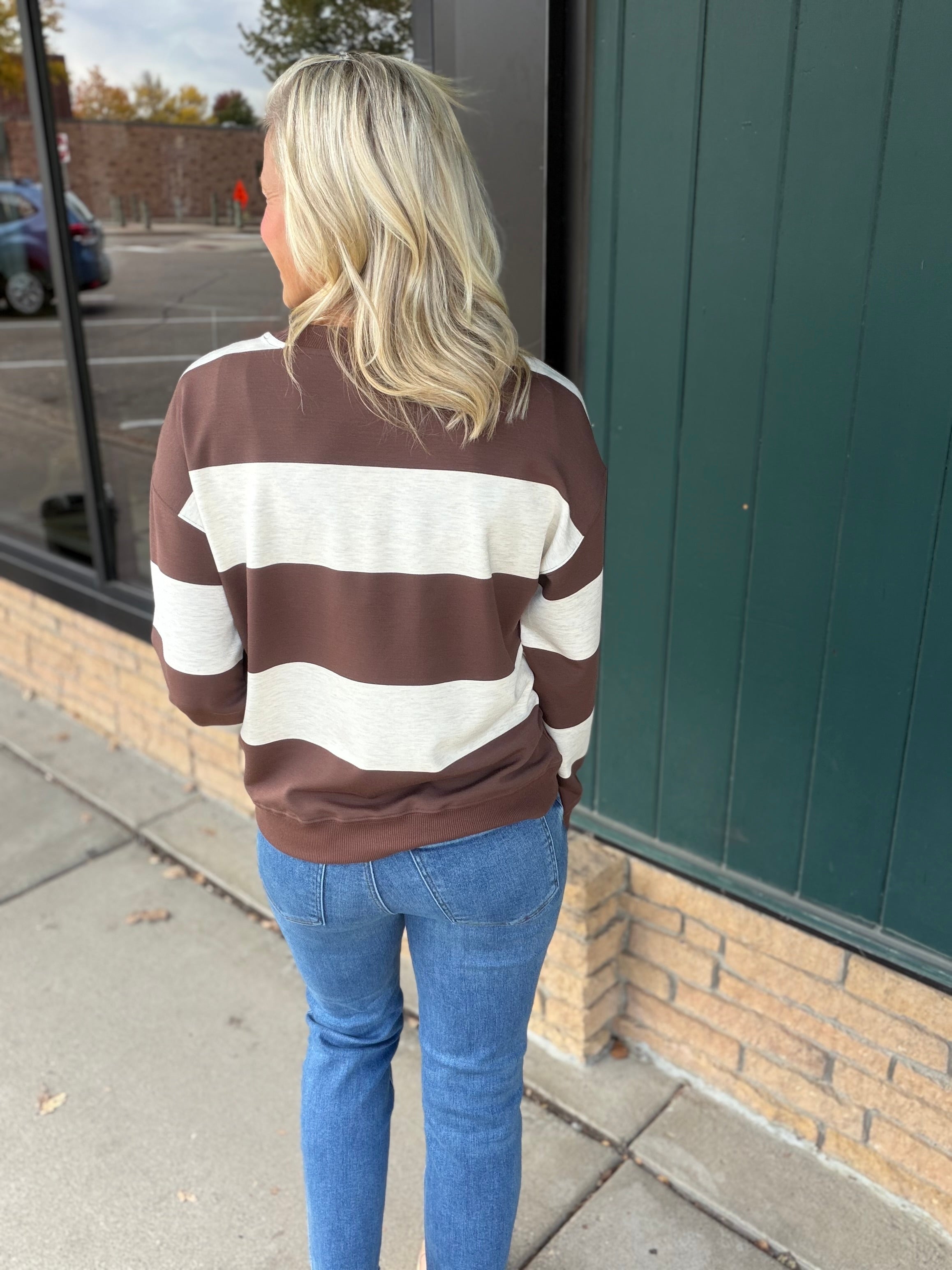 Brown Multi Stripe Stride Top Top- Sweatshirt THREAD & SUPPLY