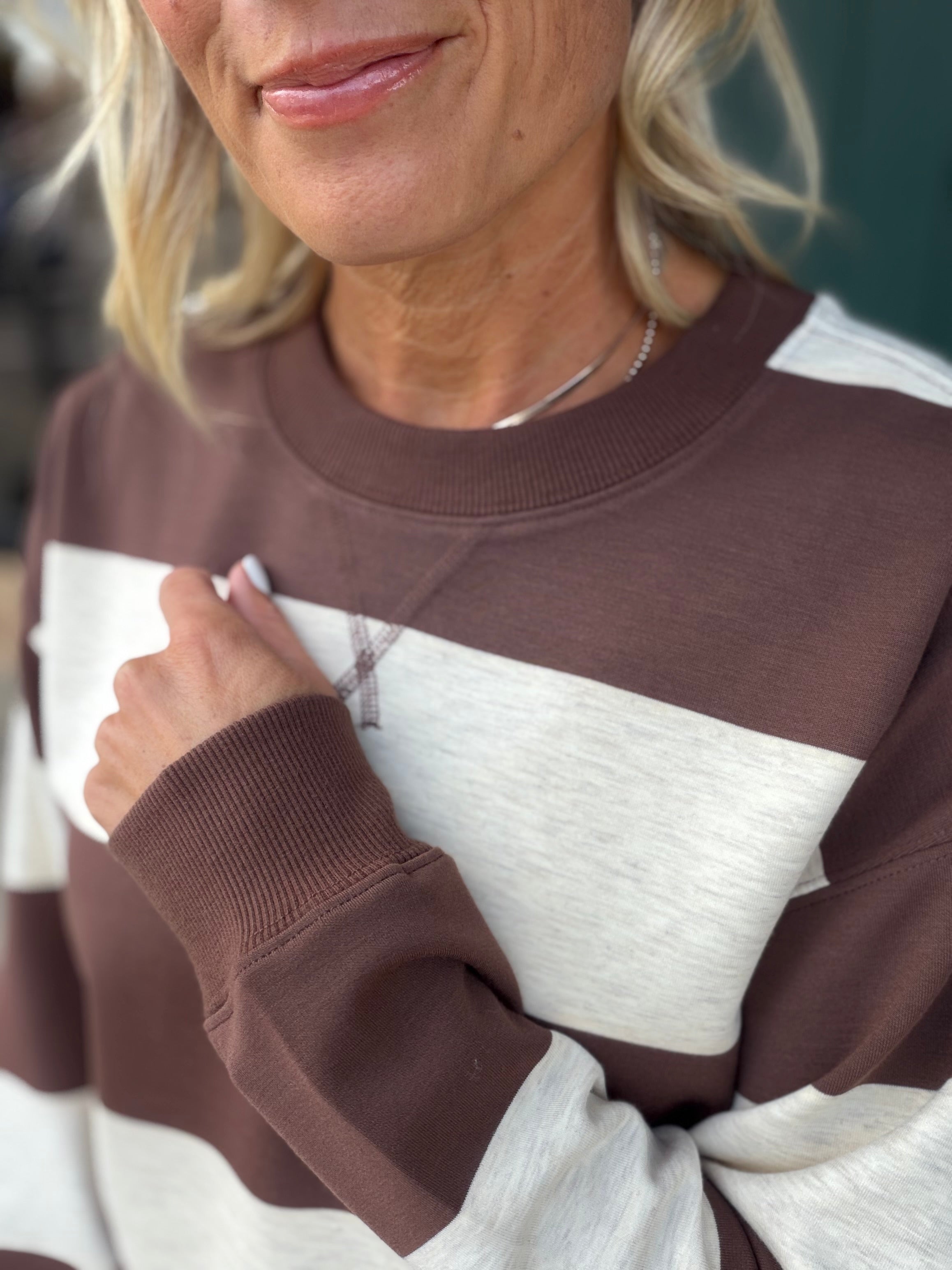 Brown Multi Stripe Stride Top Top- Sweatshirt THREAD & SUPPLY