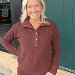 Deep Mahogany Chrishell Pullover Top - Sweatshirt THREAD & SUPPLY