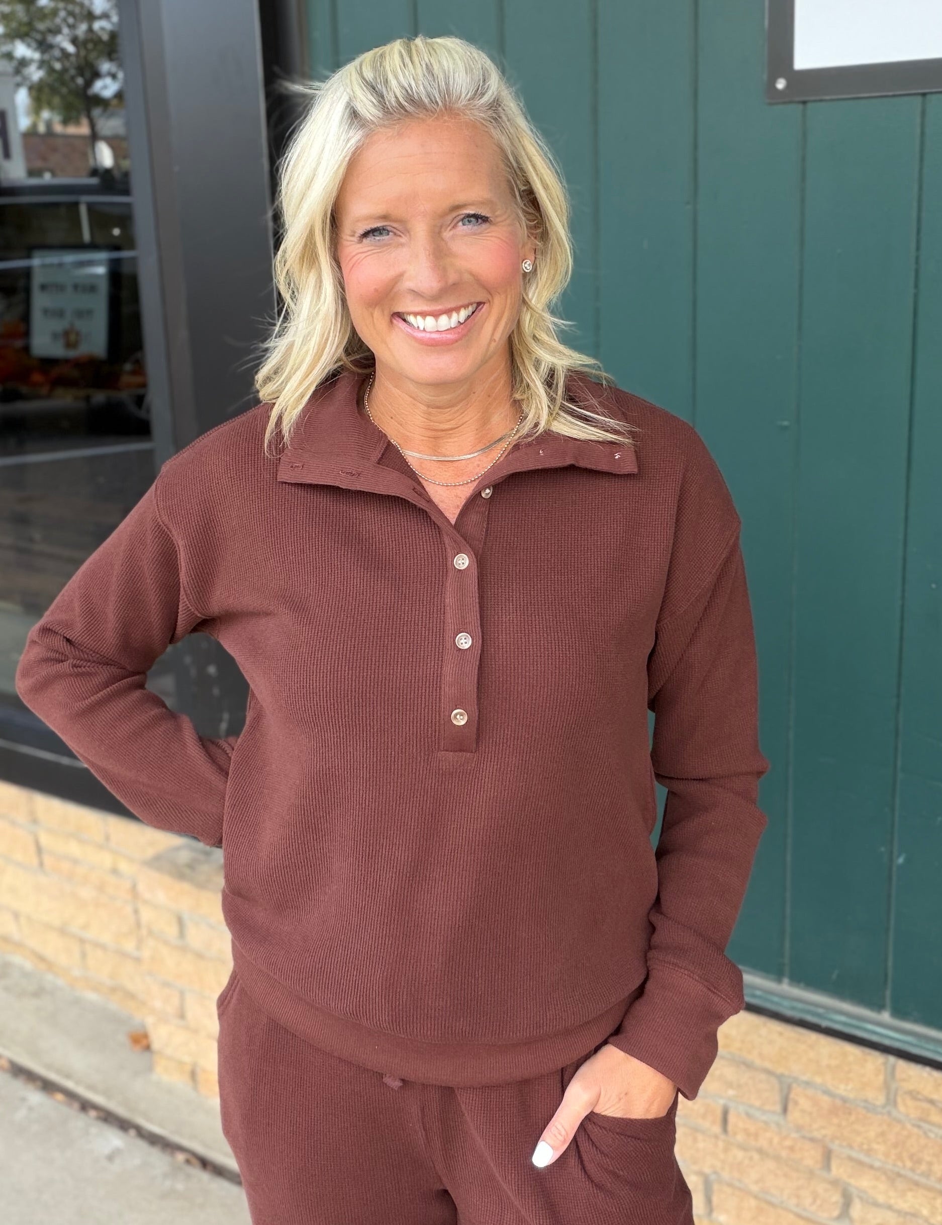 Deep Mahogany Chrishell Pullover Top - Sweatshirt THREAD & SUPPLY