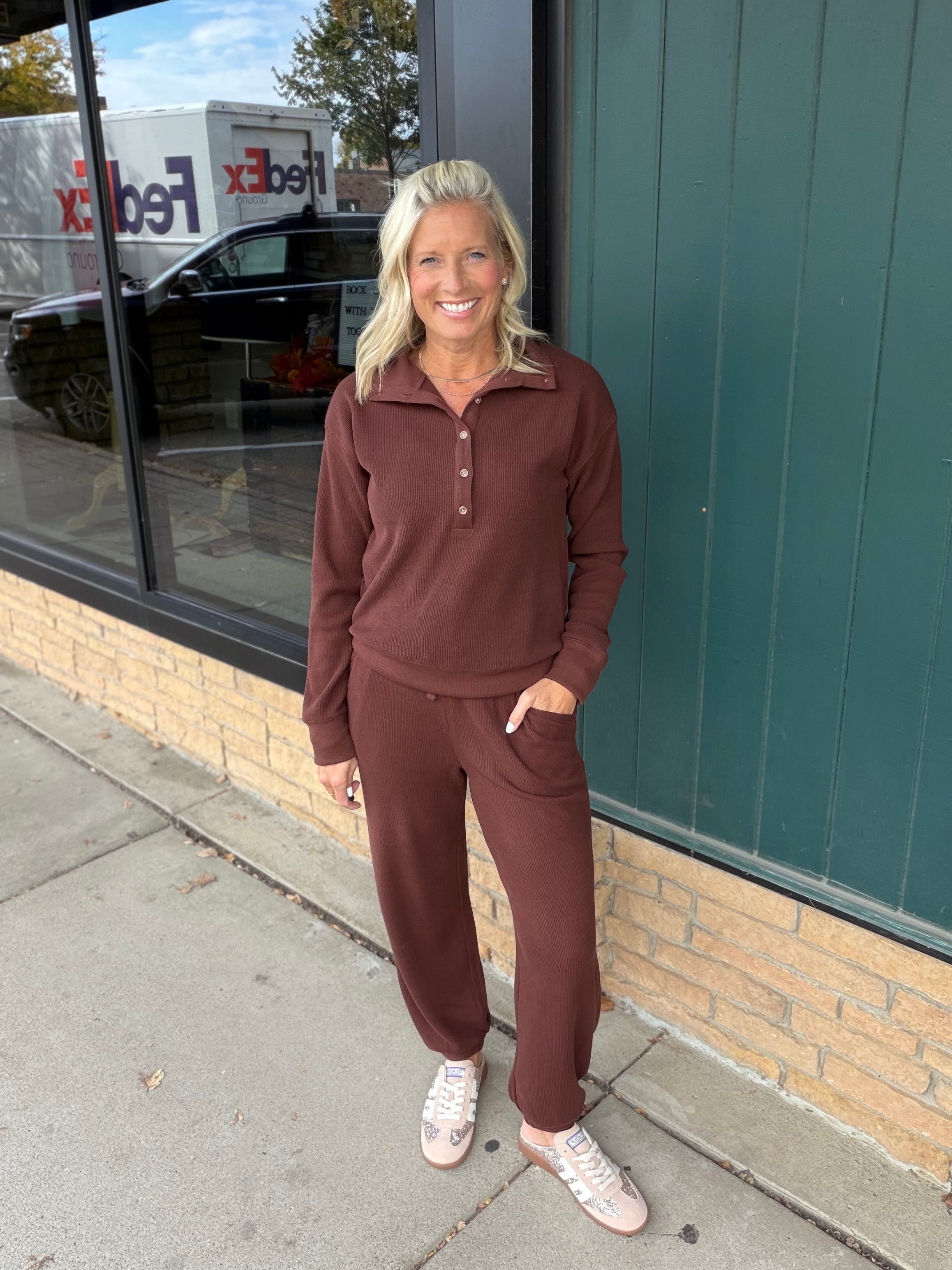 Deep Mahogany Chrishell Pullover Top - Sweatshirt THREAD & SUPPLY