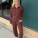 Bronson Deep Mahogany Waffle Knit Jogger Bottoms- Joggers THREAD & SUPPLY