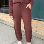 Bronson Deep Mahogany Waffle Knit Jogger Bottoms- Joggers THREAD & SUPPLY
