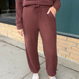 Bronson Deep Mahogany Waffle Knit Jogger Bottoms- Joggers THREAD & SUPPLY