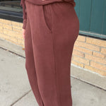 Bronson Deep Mahogany Waffle Knit Jogger Bottoms- Joggers THREAD & SUPPLY