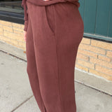 Bronson Deep Mahogany Waffle Knit Jogger Bottoms- Joggers THREAD & SUPPLY