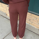 Bronson Deep Mahogany Waffle Knit Jogger Bottoms- Joggers THREAD & SUPPLY