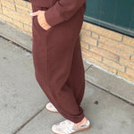 Bronson Deep Mahogany Waffle Knit Jogger Bottoms- Joggers THREAD & SUPPLY
