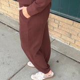 Bronson Deep Mahogany Waffle Knit Jogger Bottoms- Joggers THREAD & SUPPLY