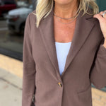 Brown Knit Blazer Outerwear- Blazers DOE & RAE
