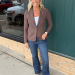 Brown Knit Blazer Outerwear- Blazers DOE & RAE