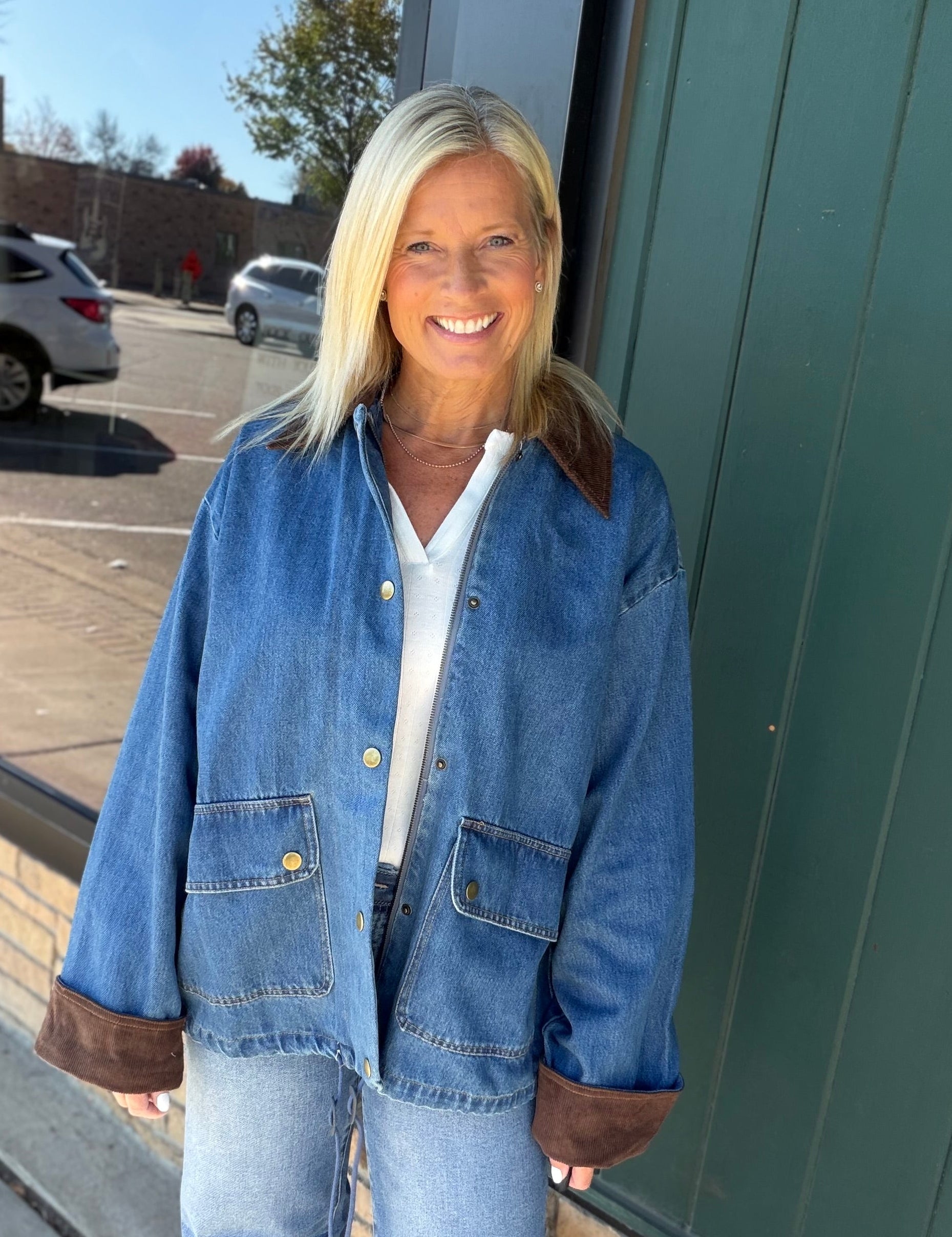 Denim & Corduroy Contrast Jacket Outerwear- Jackets Mable