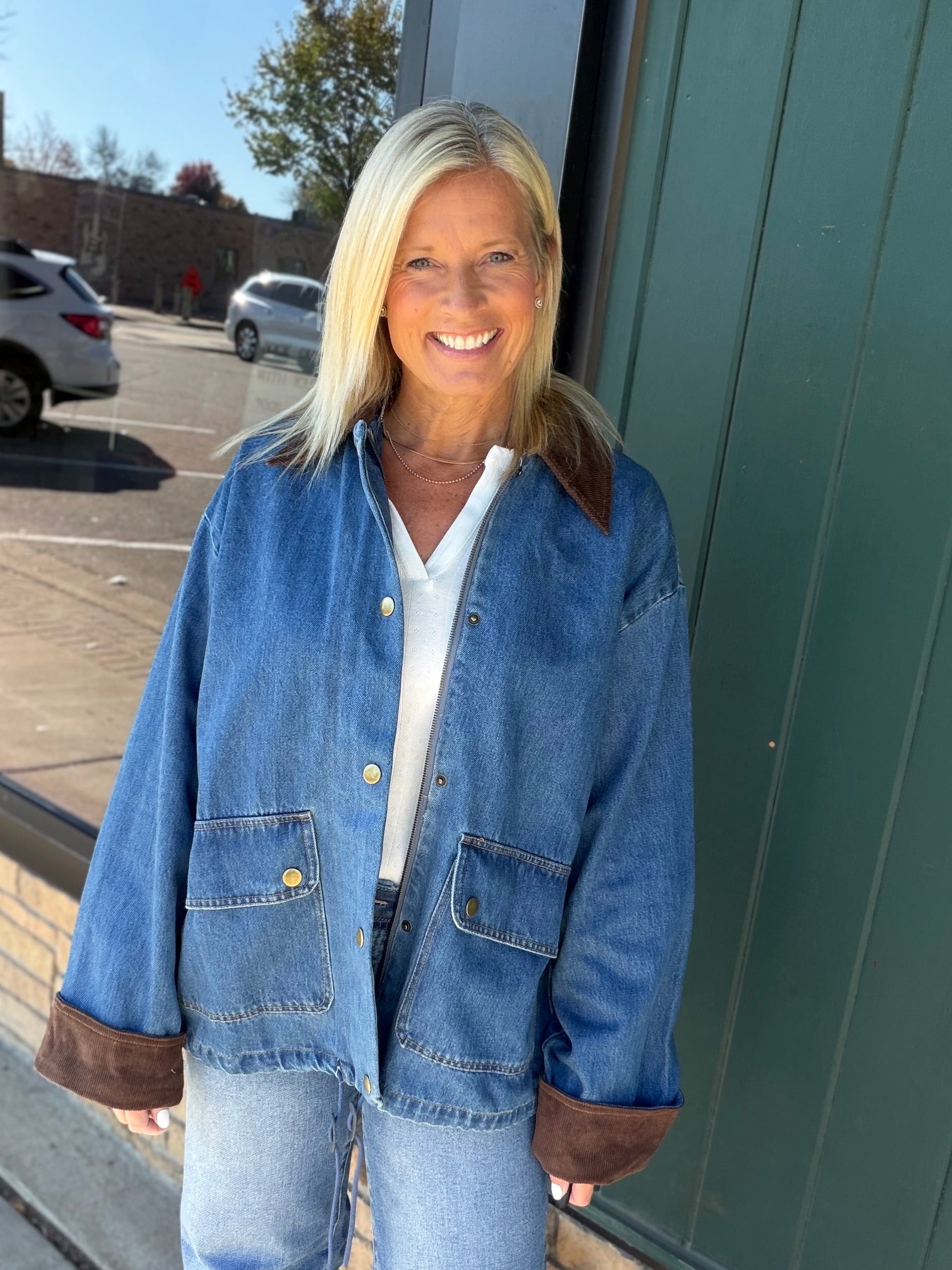 Denim & Corduroy Contrast Jacket Outerwear- Jackets Mable