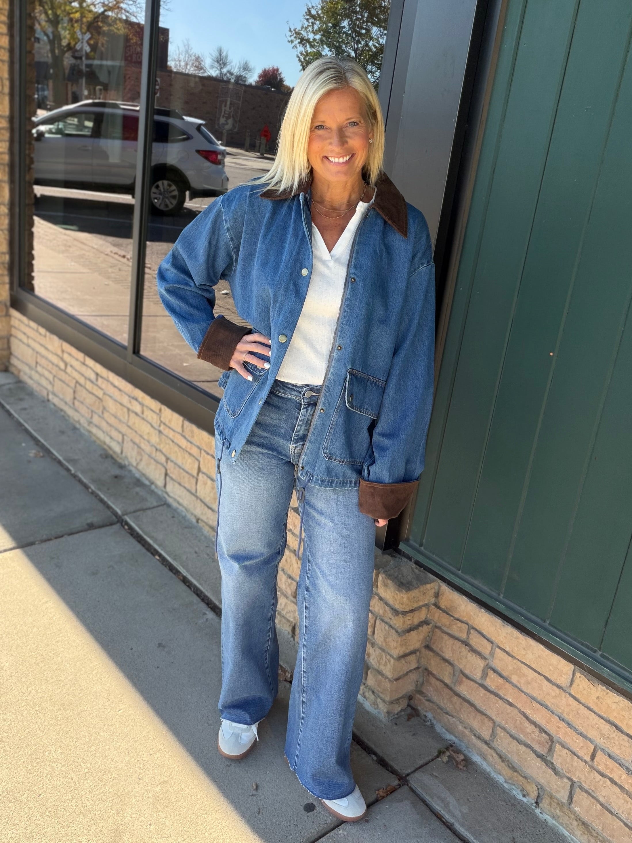 Denim & Corduroy Contrast Jacket Outerwear- Jackets Mable