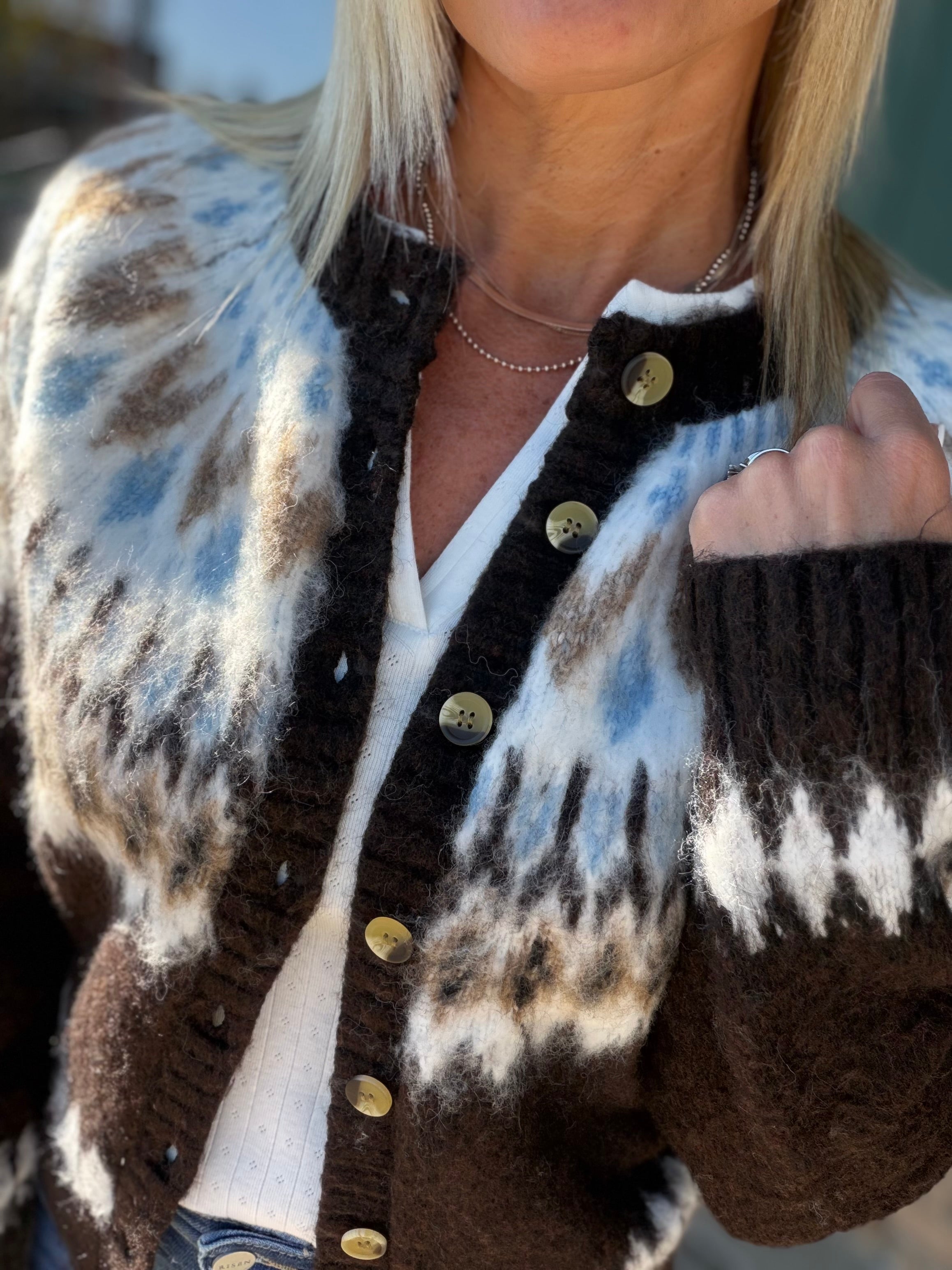 Alma Fair Isle Cardigan Tops- Cardigans FLAG AND ANTHEM