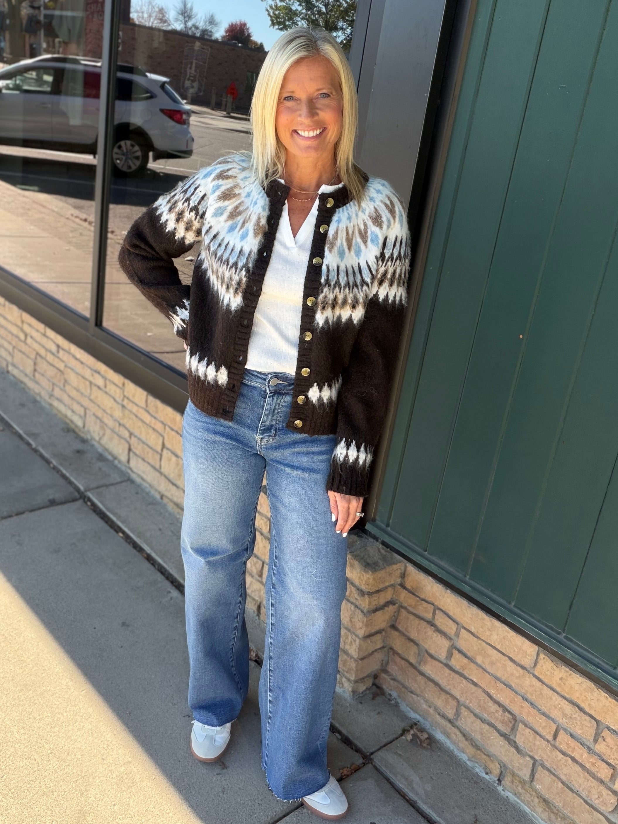 Alma Fair Isle Cardigan Tops- Cardigans FLAG AND ANTHEM