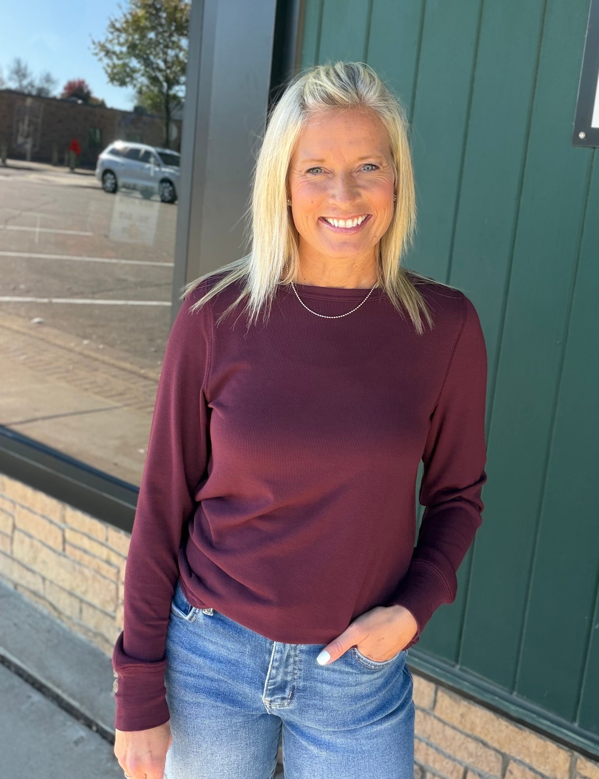Deep Plum Stacy Top Tops- Long Sleeve THREAD & SUPPLY