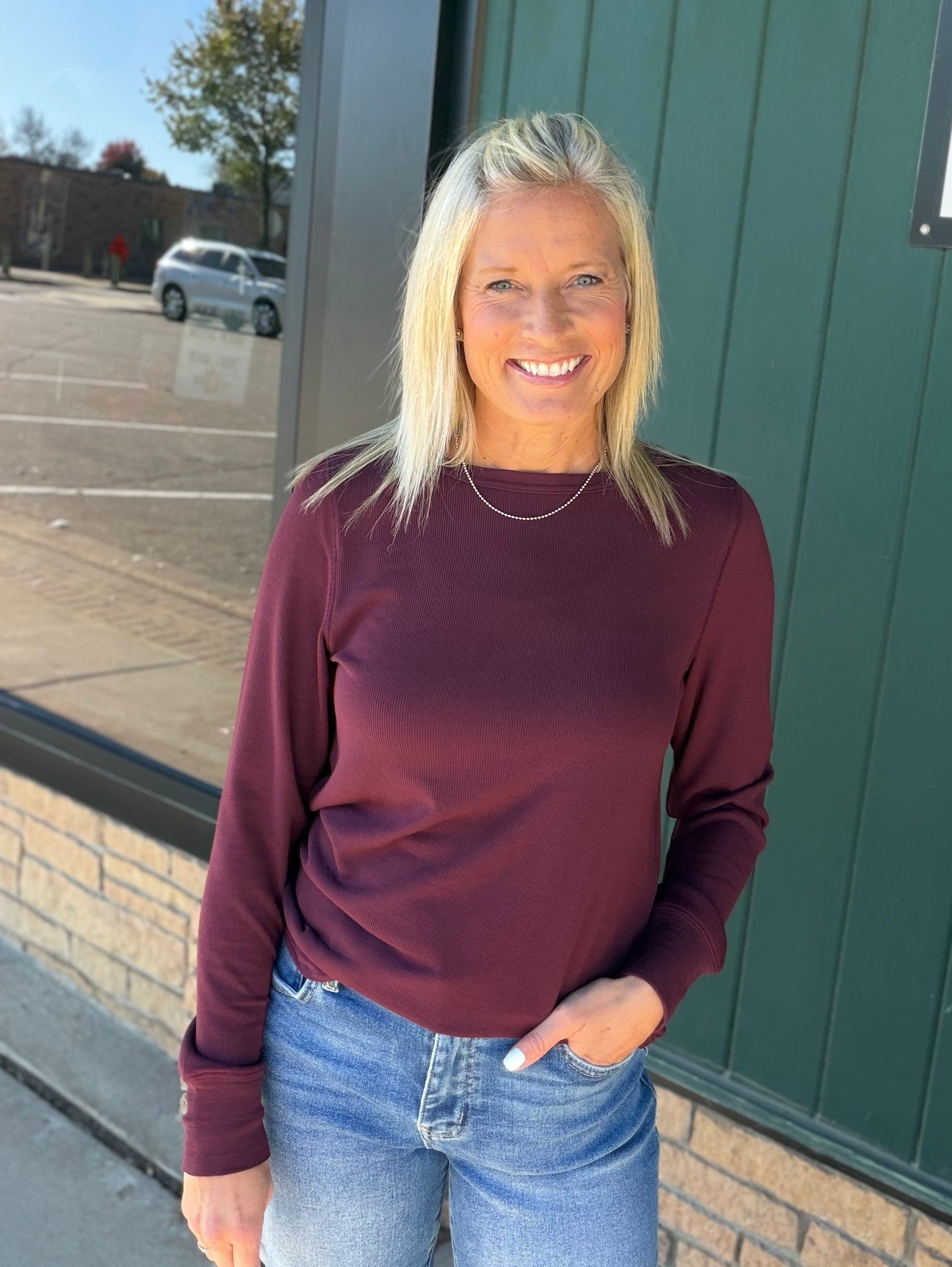 Deep Plum Stacy Top Tops- Long Sleeve THREAD & SUPPLY