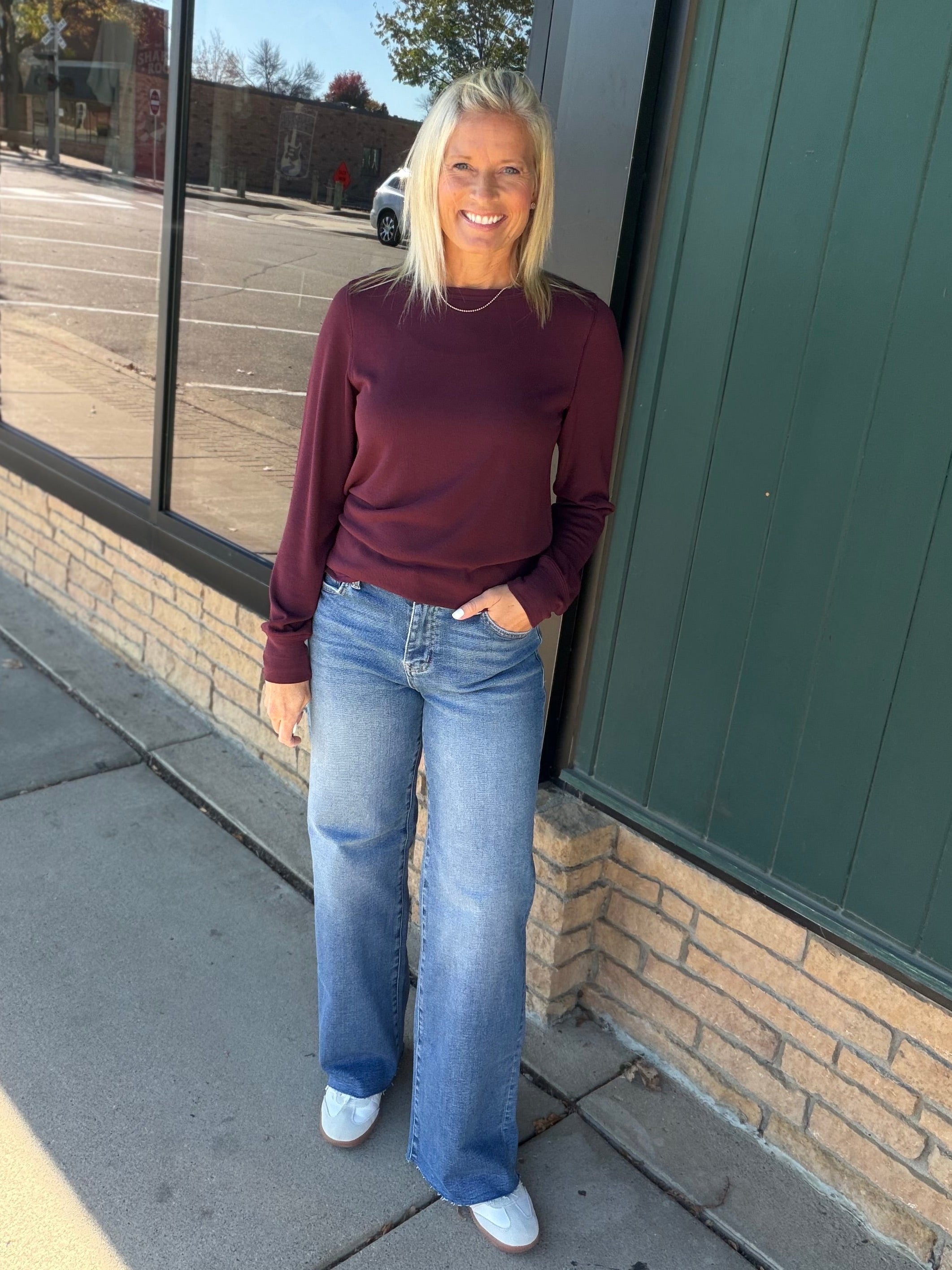 Deep Plum Stacy Top Tops- Long Sleeve THREAD & SUPPLY