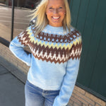 Sky Combo Fair Isle Sweater Top - Sweater WISHLIST