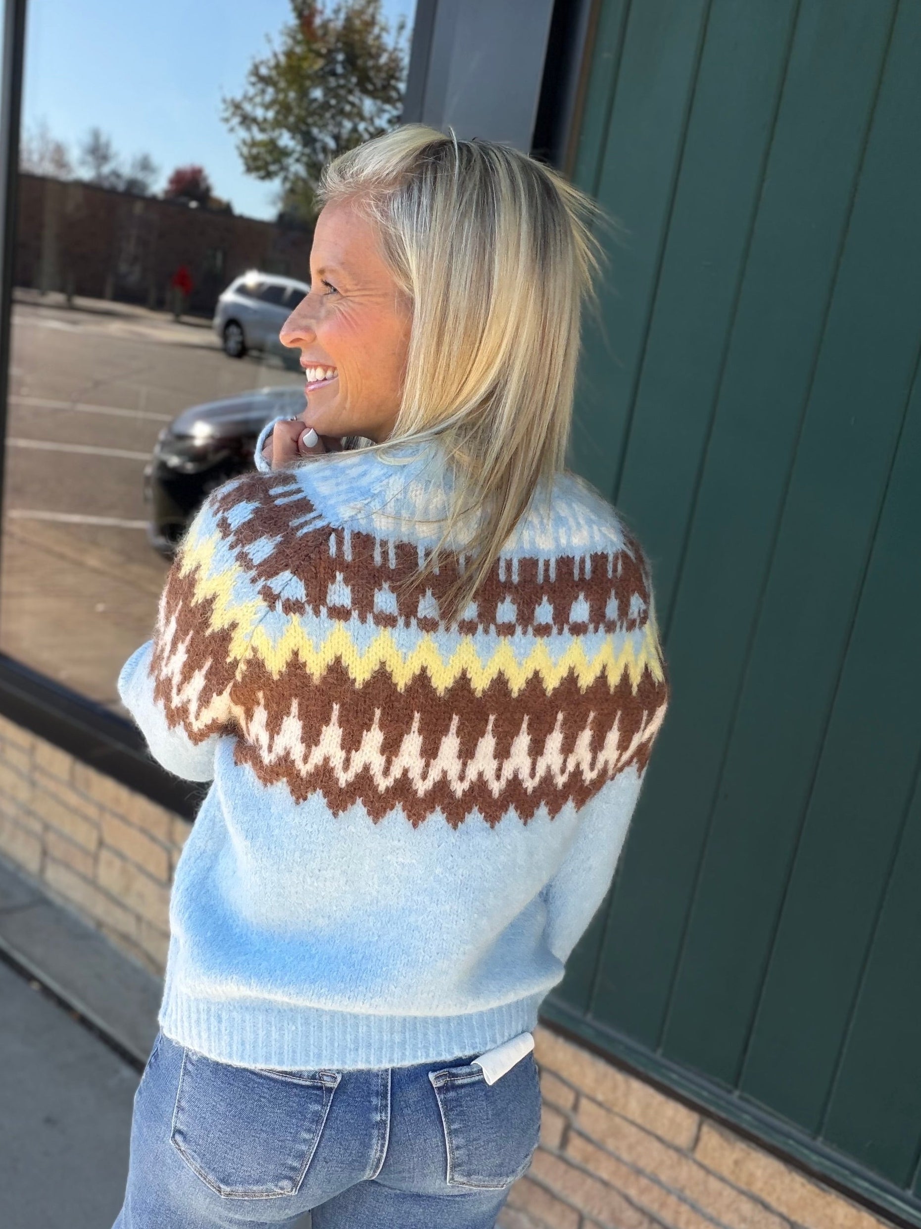 Sky Combo Fair Isle Sweater Top - Sweater WISHLIST