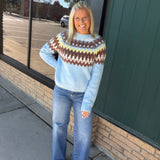 Sky Combo Fair Isle Sweater Top - Sweater WISHLIST