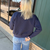 Navy Hallie Quilted Knit Bomber Jacket Outerwear- Jackets FLAG AND ANTHEM