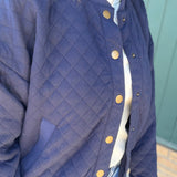 Navy Hallie Quilted Knit Bomber Jacket Outerwear- Jackets FLAG AND ANTHEM