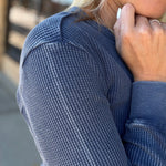 Navy Fayston Waffle Crew Tops- Long Sleeve FLAG AND ANTHEM