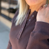 Chocolate Montclair LS Waffle Top Top - Tee FLAG AND ANTHEM