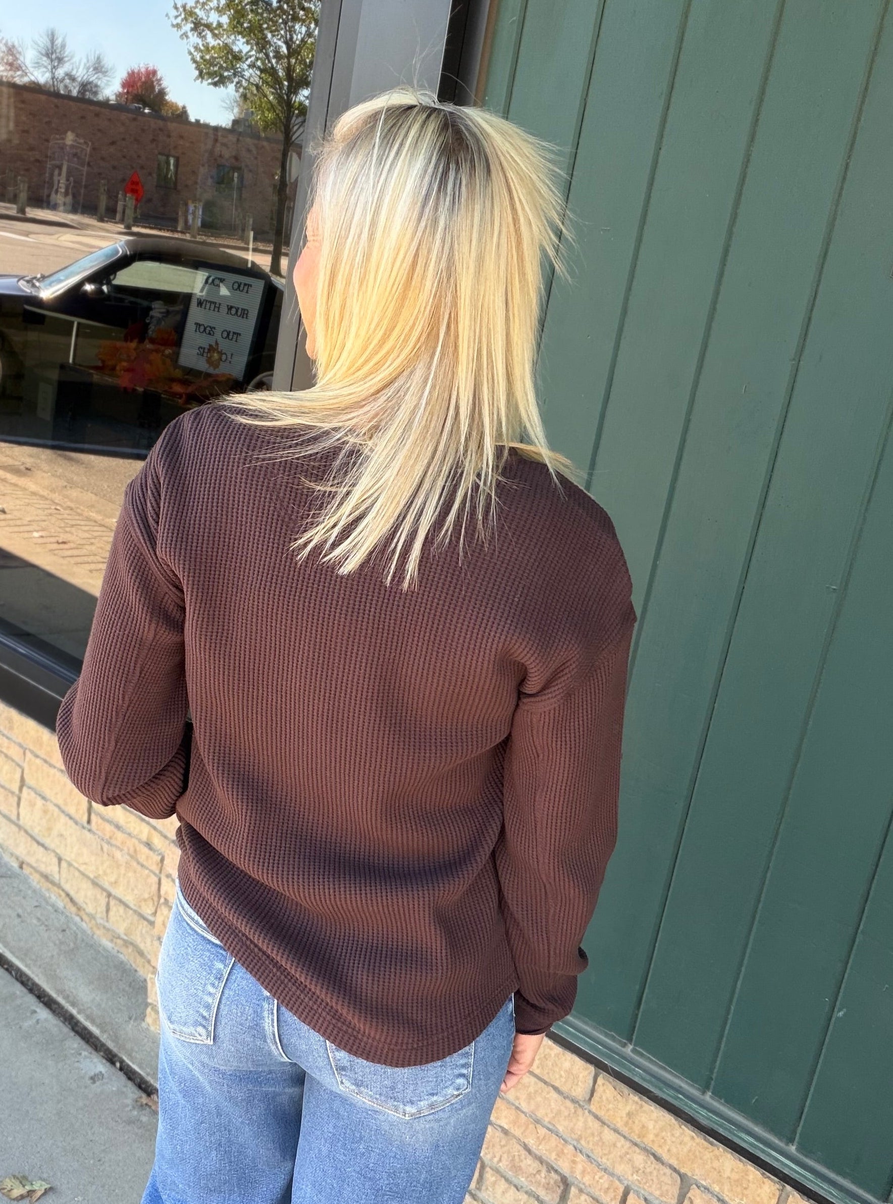 Chocolate Montclair LS Waffle Top Top - Tee FLAG AND ANTHEM
