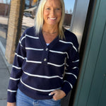 Navy/Ivory Stripe Brianna Sweater Top - Sweater THREAD & SUPPLY