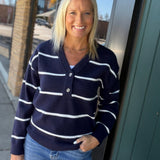 Navy/Ivory Stripe Brianna Sweater Top - Sweater THREAD & SUPPLY