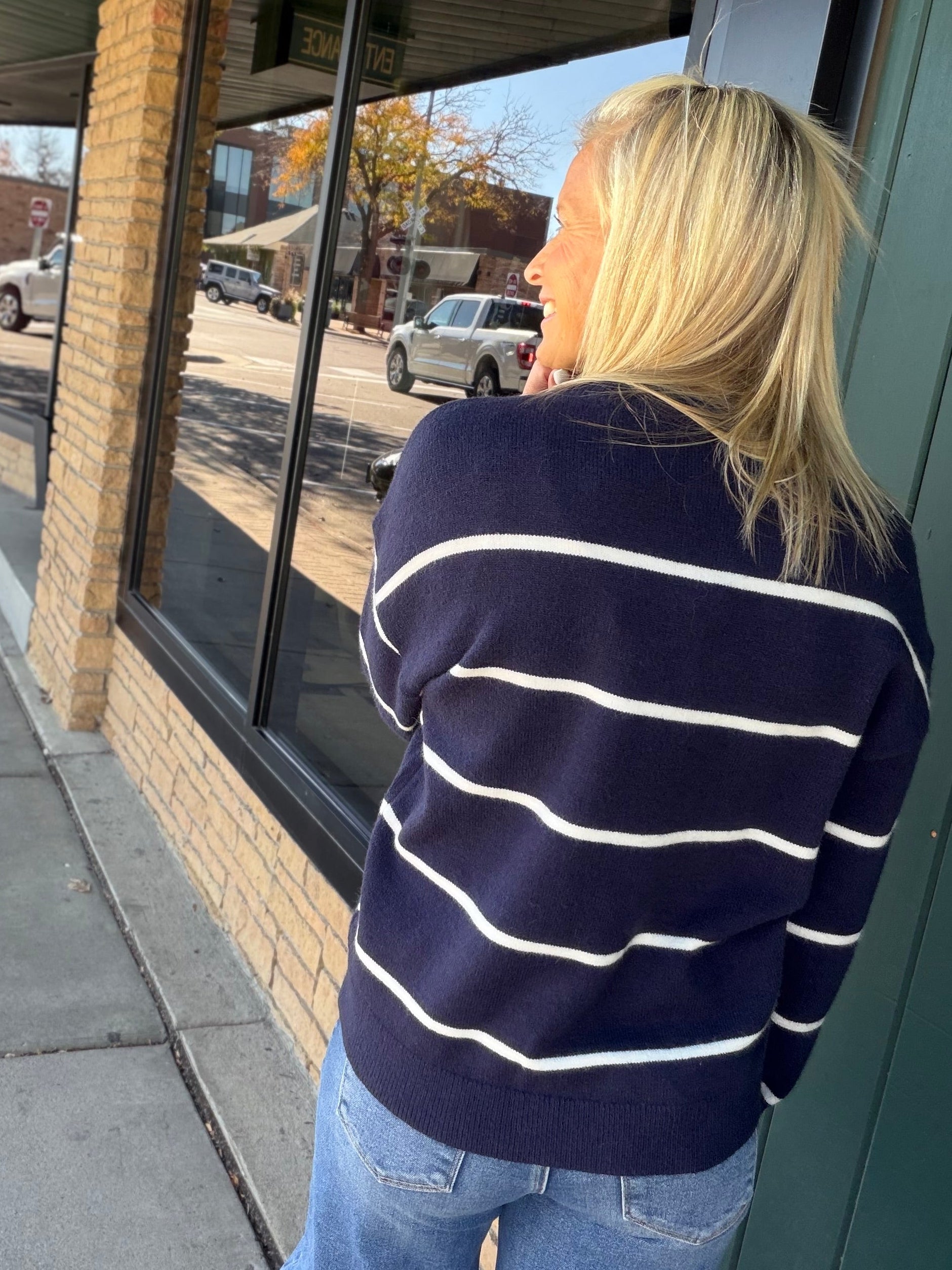 Navy/Ivory Stripe Brianna Sweater Top - Sweater THREAD & SUPPLY