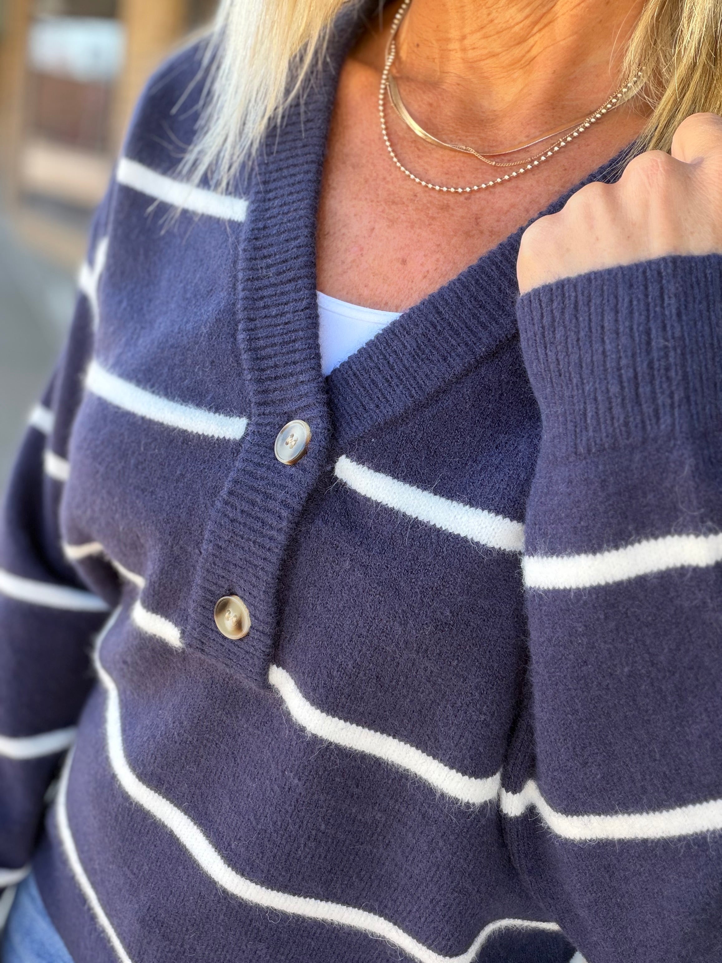 Navy/Ivory Stripe Brianna Sweater Top - Sweater THREAD & SUPPLY