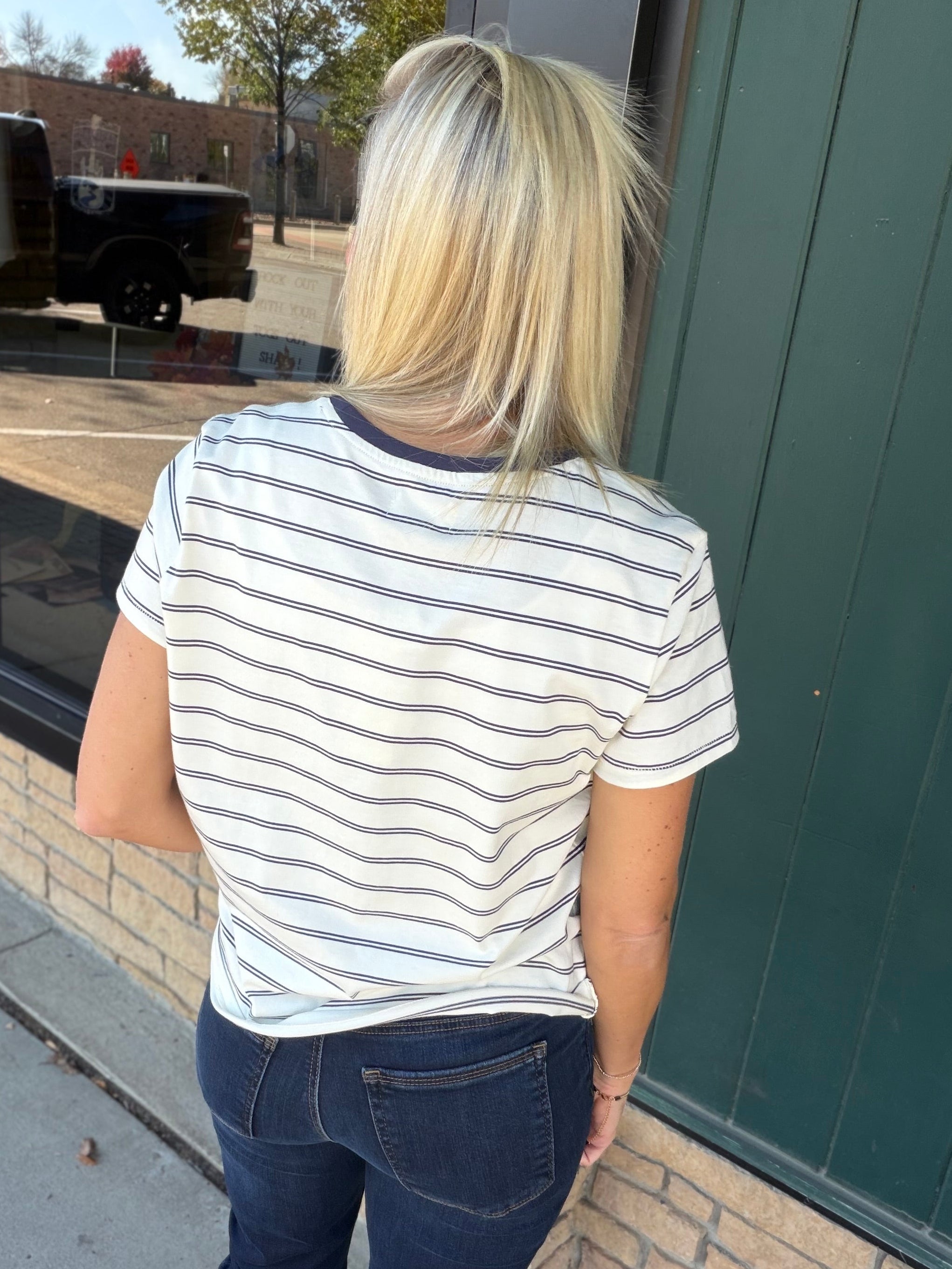 Jean Blue Stripe Asher Tee Top - Tee THREAD & SUPPLY