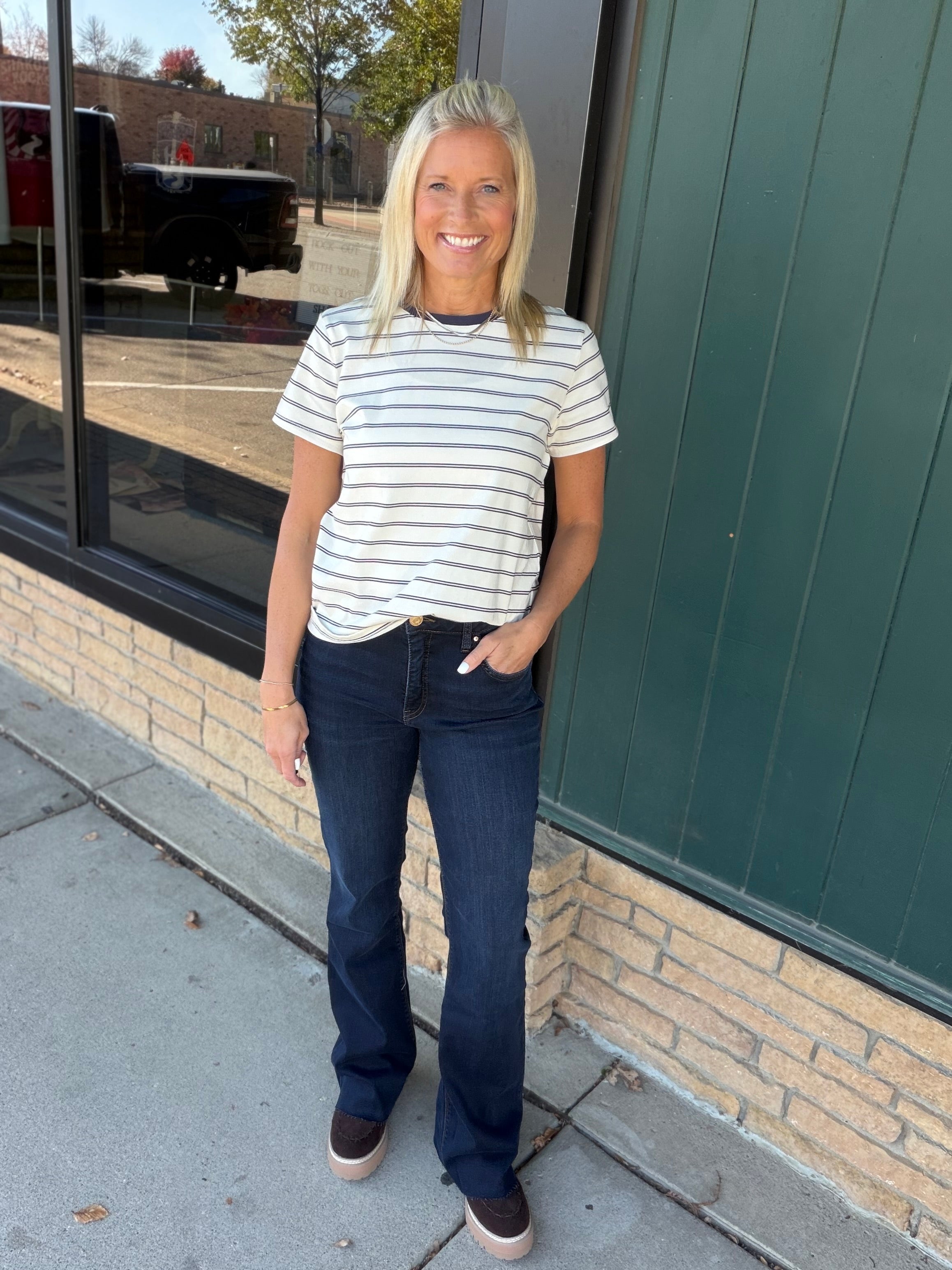Jean Blue Stripe Asher Tee Top - Tee THREAD & SUPPLY