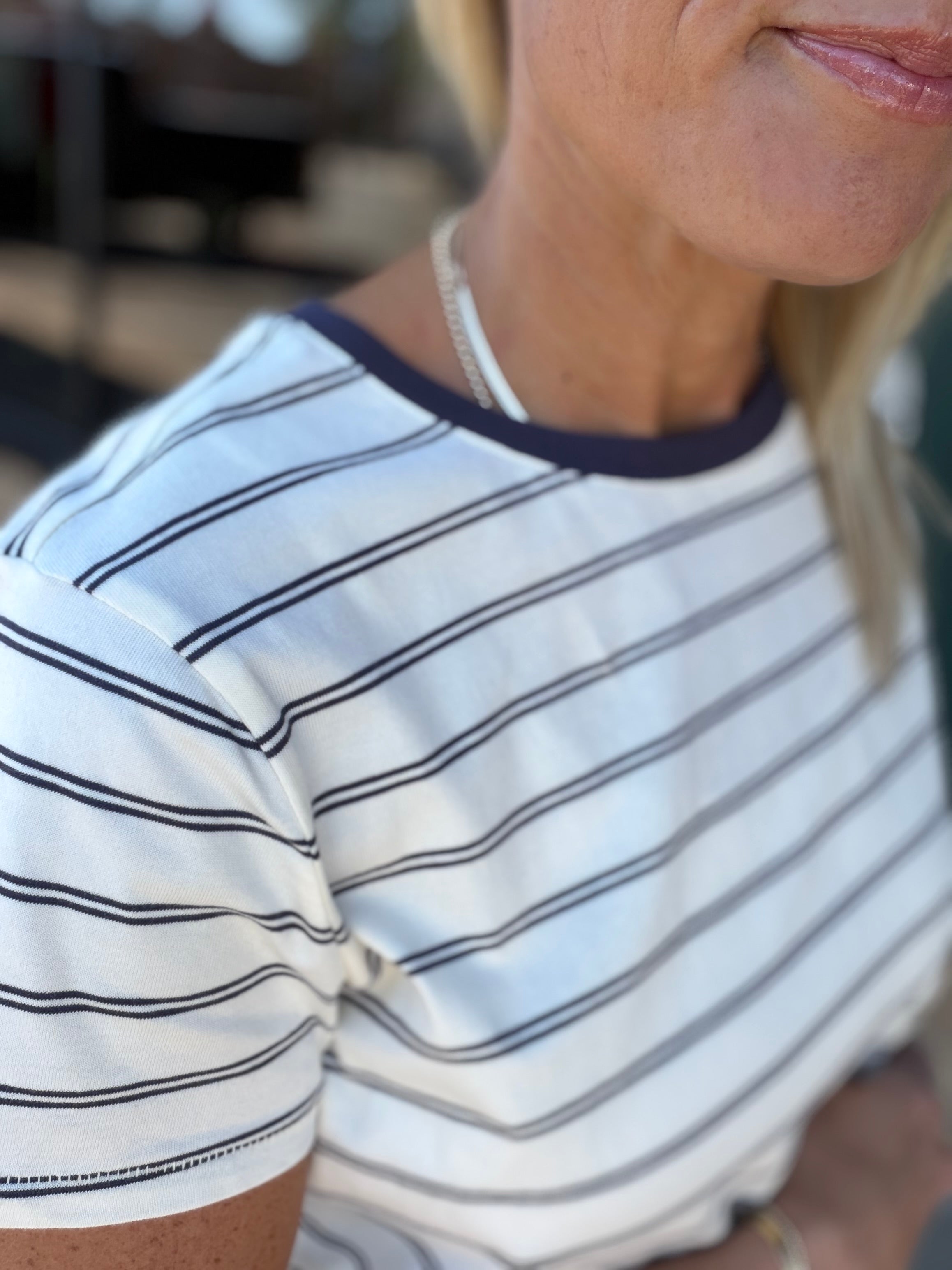 Jean Blue Stripe Asher Tee Top - Tee THREAD & SUPPLY