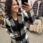 Kenzie Coat Black Ivory Plaid Outerwear- Jackets THREAD & SUPPLY