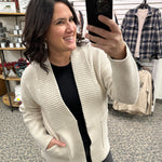 Oatmeal Open Front Cardigan Top - Sweater STACCATO