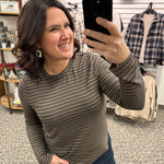 Olive/Black Stripe Stassia Top Top - Tee THREAD & SUPPLY