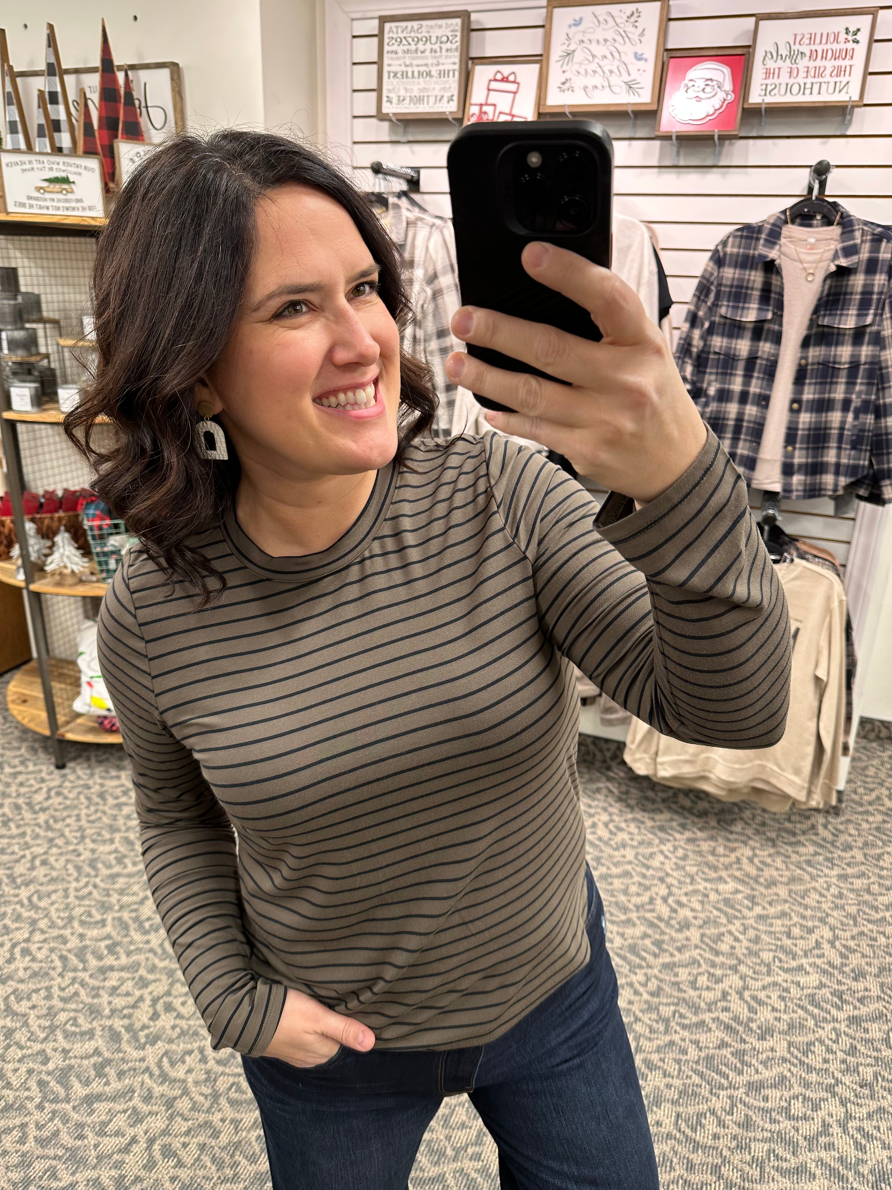 Olive/Black Stripe Stassia Top Top - Tee THREAD & SUPPLY