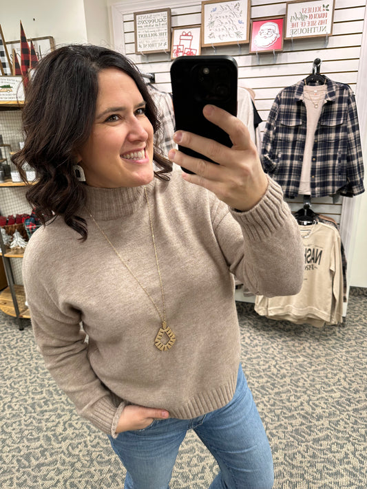 Taupe Haylo Mock Neck Sweater
Brand: Coco & Carmen