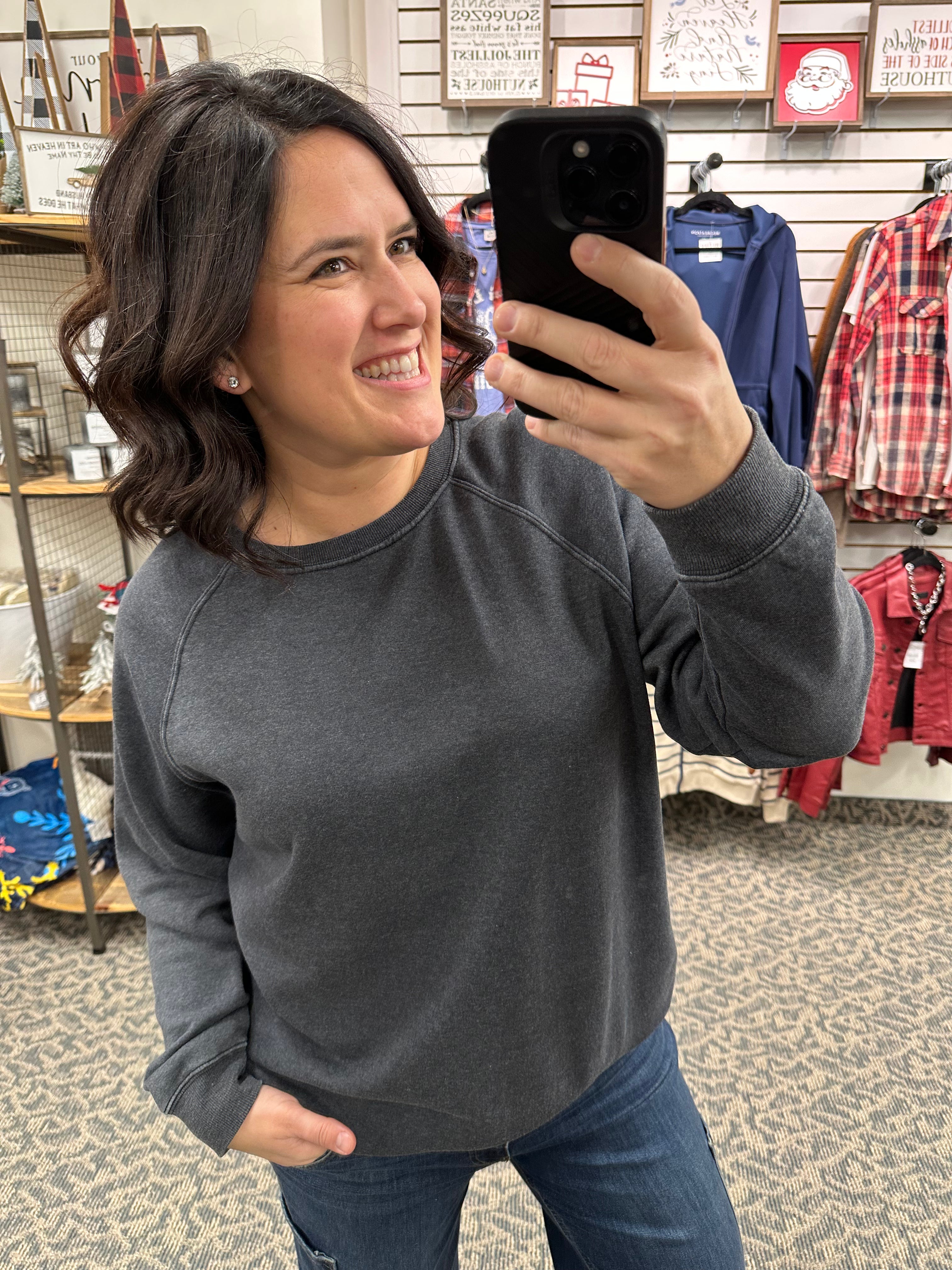 Washed Black Hangout Top Top - Sweatshirt THREAD & SUPPLY