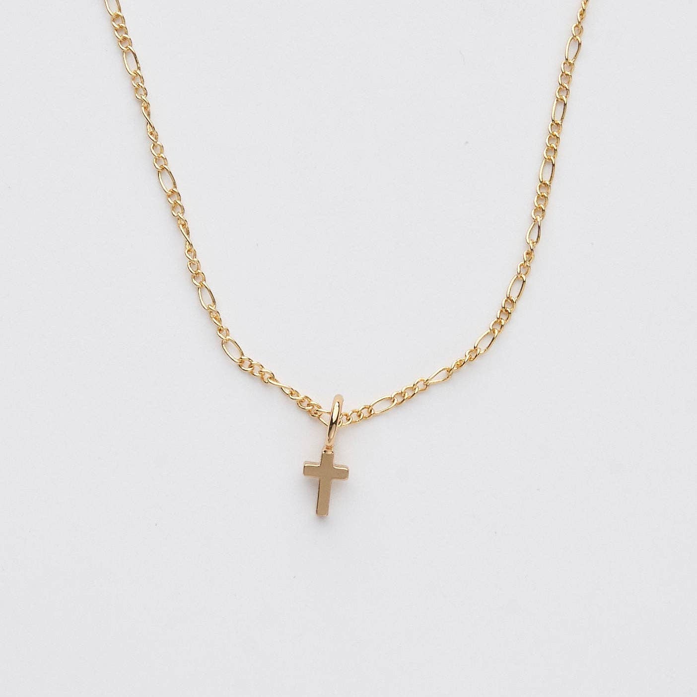 24K Gold Dainty Cross Pendant Necklace Brenda Grands Jewelry